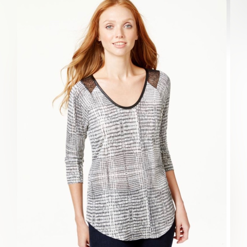 Calvin Klein Lace Inset Scoop Neck TOP NWT